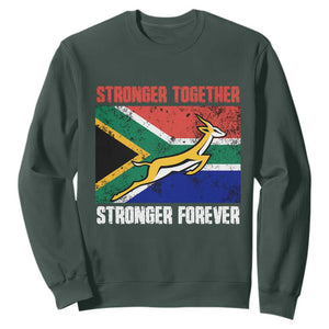 South Africa Rugby Sweatshirt Stronger Together Stronger Forever Springboks Go Bokke TS02 Dark Forest Green Printyourwear