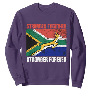 South Africa Rugby Sweatshirt Stronger Together Stronger Forever Springboks Go Bokke TS02 Purple Printyourwear