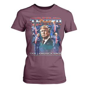 Trump 2025 T Shirt For Women Take America Back Golden Age Vintage 90s Bootleg TS02 Maroon Print Your Wear