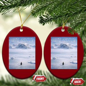 Funny Nihilist Penguin But Why Meme Ceramic Ornament Existential Arctic Scene Icy Wilderness Quiet Thinkers TS02 Print Your Wear