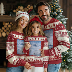 Funny Nihilist Penguin But Why Meme Ugly Christmas Sweater Existential Arctic Scene Icy Wilderness Quiet Thinkers TS02 Red Beige Print Your Wear