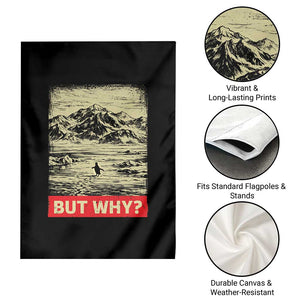 Retro Nihilist Penguin But Why Meme Garden Flag Distressed Existential Moody Vintage Quiet Thinkers TS02 Print Your Wear