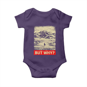 Retro Nihilist Penguin But Why Meme Baby Onesie Distressed Existential Moody Vintage Quiet Thinkers TS02 Purple Print Your Wear