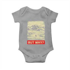 Retro Nihilist Penguin But Why Meme Baby Onesie Distressed Existential Moody Vintage Quiet Thinkers TS02 Sport Gray Print Your Wear