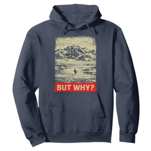 Retro Nihilist Penguin But Why Meme Hoodie Distressed Existential Moody Vintage Quiet Thinkers TS02 Navy Print Your Wear
