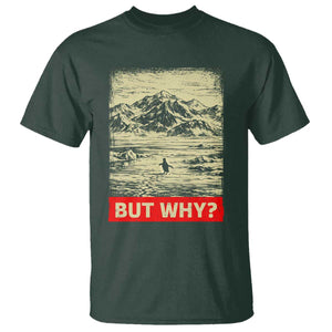 Retro Nihilist Penguin But Why Meme T Shirt Distressed Existential Moody Vintage Quiet Thinkers TS02 Dark Forest Green Print Your Wear