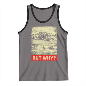 Retro Nihilist Penguin But Why Meme Tank Top Distressed Existential Moody Vintage Quiet Thinkers TS02 Deep Heather Black Print Your Wear