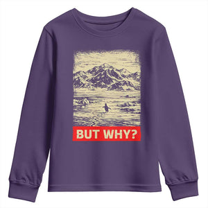 Retro Nihilist Penguin But Why Meme Youth Sweatshirt Distressed Existential Moody Vintage Quiet Thinkers TS02 Purple Print Your Wear