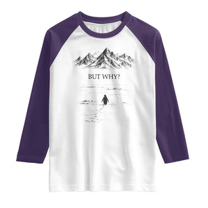 The Nihilist Penguin But Why Meme Raglan Shirt Existential Moody Quiet Thinkers TS02 White Purple Print Your Wear