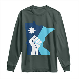Minnesota Strong Fist Power Graphic Long Sleeve Shirt Social Justice Solidarity TS02 Dark Forest Green Print Your Wear