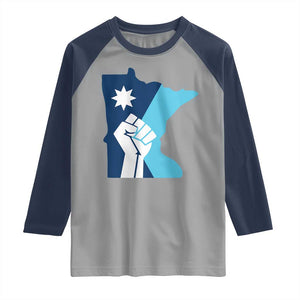 Minnesota Strong Fist Power Graphic Raglan Shirt Social Justice Solidarity TS02 Sport Gray Navy Print Your Wear