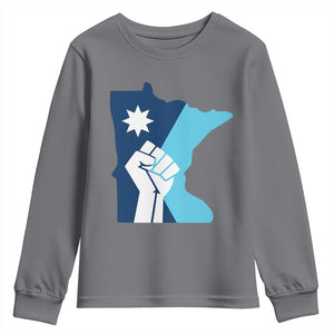 Minnesota Strong Fist Power Graphic Youth Sweatshirt Social Justice Solidarity TS02 Charcoal Print Your Wear