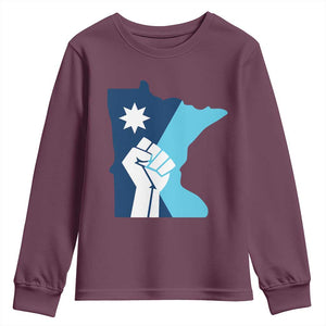 Minnesota Strong Fist Power Graphic Youth Sweatshirt Social Justice Solidarity TS02 Maroon Print Your Wear