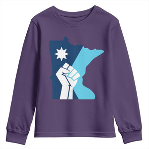 Minnesota Strong Fist Power Graphic Youth Sweatshirt Social Justice Solidarity TS02 Purple Print Your Wear