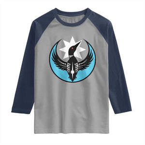 Minnesota Rebel Loon Star Emblem Raglan Shirt Rebellion Symbolic Unity Graphic TS02 Sport Gray Navy Print Your Wear