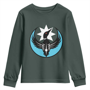 Minnesota Rebel Loon Star Emblem Youth Sweatshirt Rebellion Symbolic Unity Graphic TS02 Dark Forest Green Print Your Wear