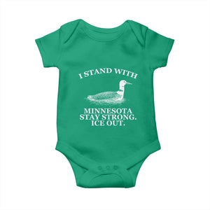 I Stand With Minnesota Resist Loon Baby Onesie Stay Strong Ice Out Protest TS02 Irish Green Print Your Wear