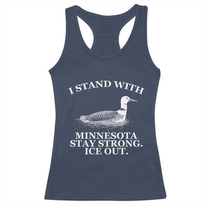 I Stand With Minnesota Resist Loon Racerback Tank Top Stay Strong Ice Out Protest TS02 Navy Print Your Wear