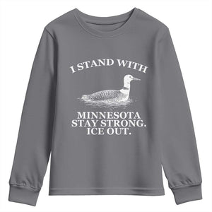 I Stand With Minnesota Resist Loon Youth Sweatshirt Stay Strong Ice Out Protest TS02 Charcoal Print Your Wear