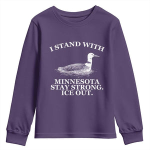 I Stand With Minnesota Resist Loon Youth Sweatshirt Stay Strong Ice Out Protest TS02 Purple Print Your Wear