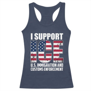 I Support ICE Patriotic Law Enforcement American Flag Racerback Tank Top TS02 Navy Print Your Wear
