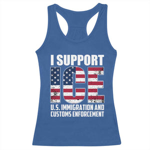 I Support ICE Patriotic Law Enforcement American Flag Racerback Tank Top TS02 Royal Blue Print Your Wear