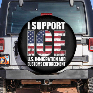 I Support ICE Patriotic Law Enforcement American Flag Spare Tire Cover TS02 No hole Black Print Your Wear