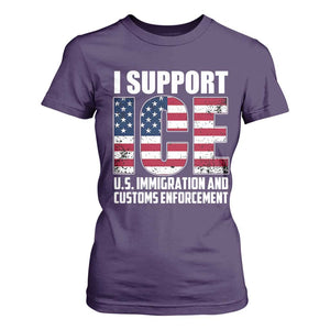 I Support ICE Patriotic Law Enforcement American Flag T Shirt For Women TS02 Purple Print Your Wear