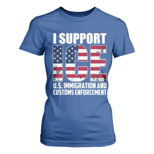 I Support ICE Patriotic Law Enforcement American Flag T Shirt For Women TS02 Royal Blue Print Your Wear