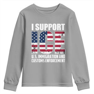 I Support ICE Patriotic Law Enforcement American Flag Youth Sweatshirt TS02 Sport Gray Print Your Wear