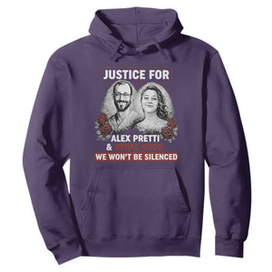 Justice for Alex Pretti and Renee Good Hoodie We Won’t Be Silenced Minnesota Resistance Protest TS02 Purple Print Your Wear
