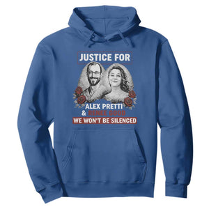 Justice for Alex Pretti and Renee Good Hoodie We Won’t Be Silenced Minnesota Resistance Protest TS02 Royal Blue Print Your Wear