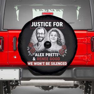 Justice for Alex Pretti and Renee Good Spare Tire Cover We Won’t Be Silenced Minnesota Resistance Protest TS02 Black Print Your Wear