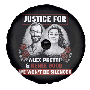 Justice for Alex Pretti and Renee Good Spare Tire Cover We Won’t Be Silenced Minnesota Resistance Protest TS02 Print Your Wear