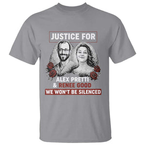 Justice for Alex Pretti and Renee Good T Shirt We Won’t Be Silenced Minnesota Resistance Protest TS02 Sport Gray Print Your Wear