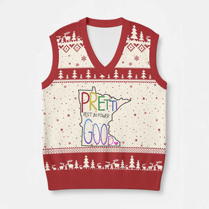 Pretti Good Minnesota Tribute V-Neck Knit Sweater Vest Rest in Power Rainbow Memorial TS02 Beige Red Print Your Wear