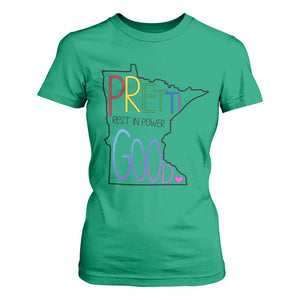 Pretti Good Minnesota Tribute T Shirt For Women Rest in Power Rainbow Memorial TS02 Irish Green Print Your Wear