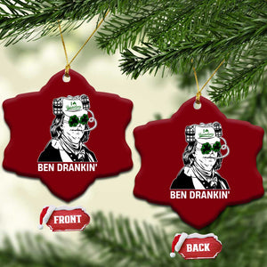 Funny St Patrick's Day Ben Dranking Ceramic Ornament Benjamin Franklin Retro Saint Paddy's Day TS02 Print Your Wear