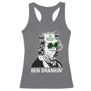 Funny St Patrick's Day Ben Dranking Racerback Tank Top Benjamin Franklin Retro Saint Paddy's Day TS02 Charcoal Print Your Wear