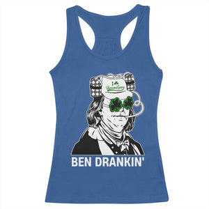 Funny St Patrick's Day Ben Dranking Racerback Tank Top Benjamin Franklin Retro Saint Paddy's Day TS02 Royal Blue Print Your Wear