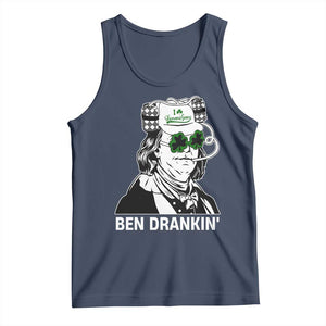 Funny St Patrick's Day Ben Dranking Tank Top Benjamin Franklin Retro Saint Paddy's Day TS02 Navy Print Your Wear