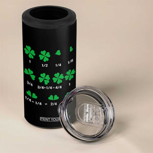Funny Shamrock Fraction 4 in 1 Can Cooler Tumbler St Patrick's Day Math Lover TS02 Print Your Wear