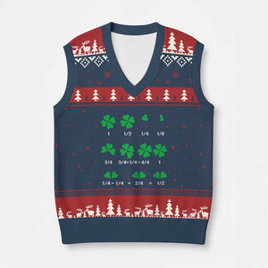 Funny Shamrock Fraction V-Neck Knit Sweater Vest St Patrick's Day Math Lover TS02 Navy Red Print Your Wear
