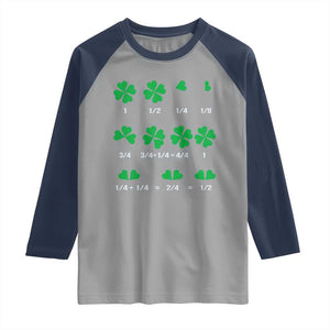 Funny Shamrock Fraction Raglan Shirt St Patrick's Day Math Lover TS02 Sport Gray Navy Print Your Wear