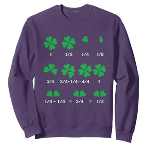 Funny Shamrock Fraction Sweatshirt St Patrick's Day Math Lover TS02 Purple Print Your Wear