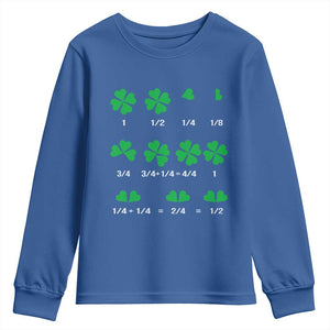 Funny Shamrock Fraction Youth Sweatshirt St Patrick's Day Math Lover TS02 Royal Blue Print Your Wear