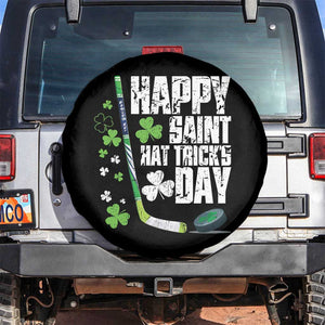St. Patrick's Day Ice Hockey Spare Tire Cover Happy Saint Hat Trick's Lucky Shamrocks TS02 No hole Black Print Your Wear