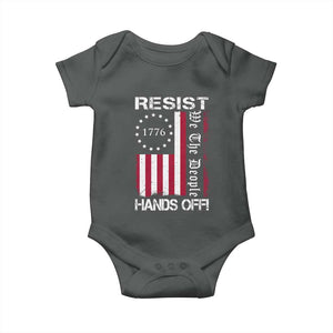 Resist Hands Off Baby Onesie Vintage American Betsy Ross Flag We The People TS02 Dark Heather Print Your Wear