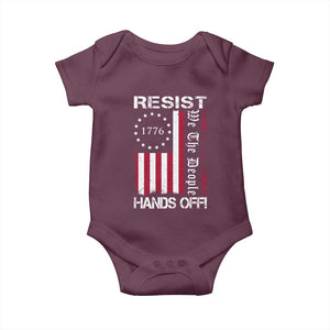 Resist Hands Off Baby Onesie Vintage American Betsy Ross Flag We The People TS02 Maroon Print Your Wear
