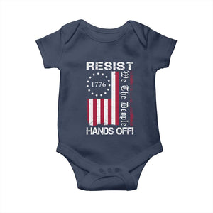 Resist Hands Off Baby Onesie Vintage American Betsy Ross Flag We The People TS02 Navy Print Your Wear